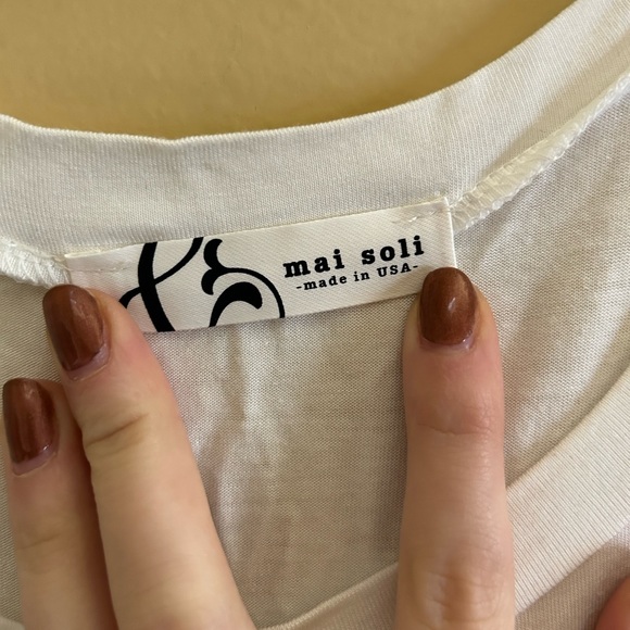 Mai Soli Long Sleeve Solid & Striped Top - Picture 3 of 4